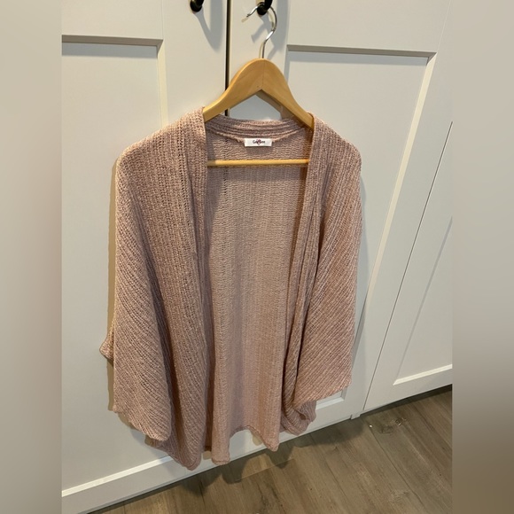 None Tops - Light Pink Woven Knit Dolman Maternity Plus Cover Up  -Size: 2X